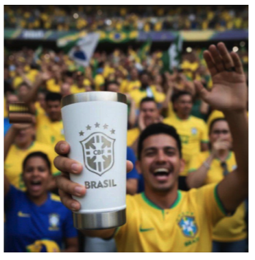 Copo Térmico Seleção Brasil 473 ml Aço Inox Com Tampa e Abridor Branco
