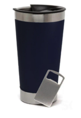 Copo Térmico Seleção Brasil 473 ml Aço Inox Com Tampa e Abridor Azul