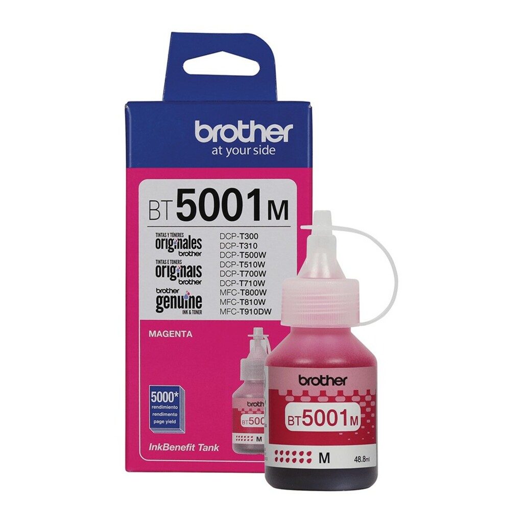 Tinta para Cartucho Brother Magenta Original - BT5001M - 5.000 páginas para HLT4000DW, DCPT310, DCPT510W, DCPT710W, MFCT810W, MFCT910DW