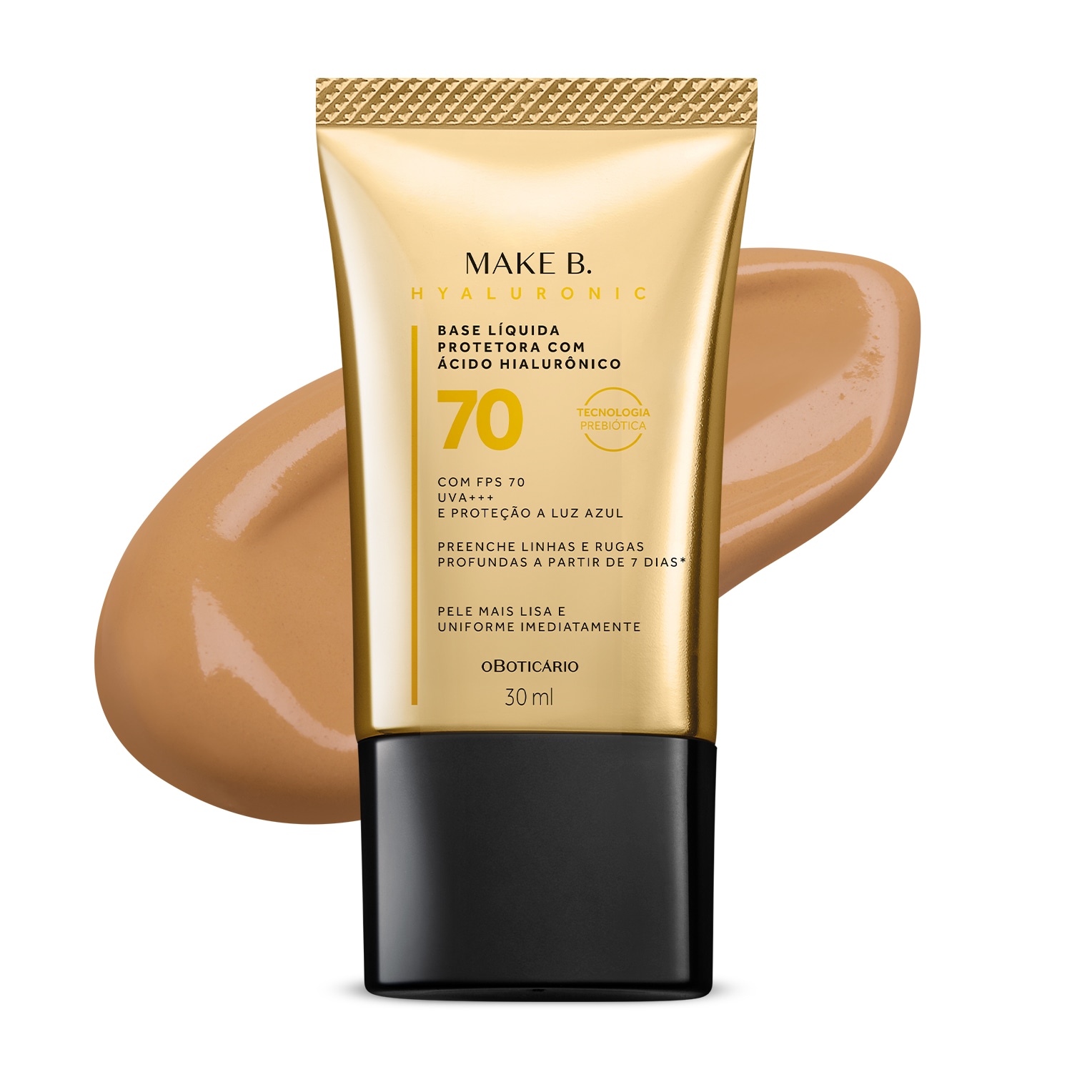 Make B. o Boticário Hyaluronic FPS 70 cor 50 - Base Líquida Protetora 30ml