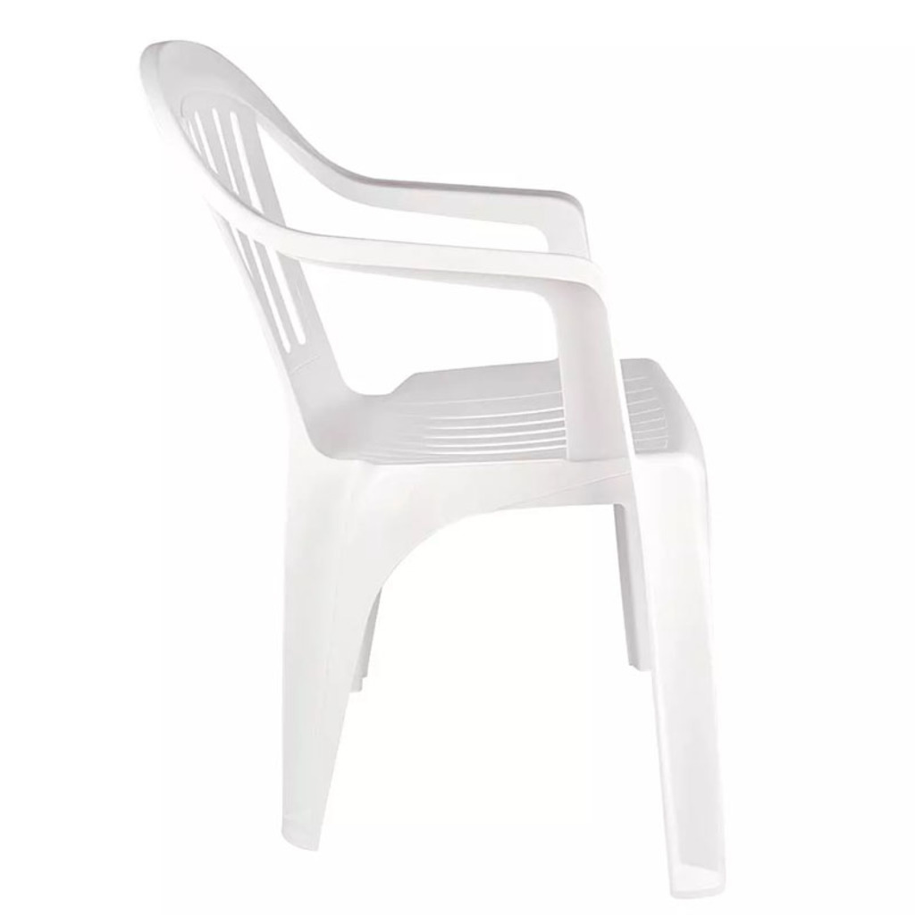 Cadeira Fixa Poltrona Plástico com Braço Branco Bela Vista Mor - 15151101 - Resistente e Suporta Até 182 Kg