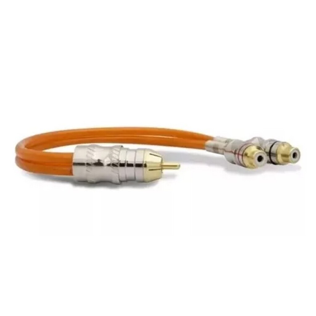 Cabo RCA Y Kx3 1 RCA Macho 2 RCA Fêmea Laranja - RCY2F - Cabo com 20 Centímetros