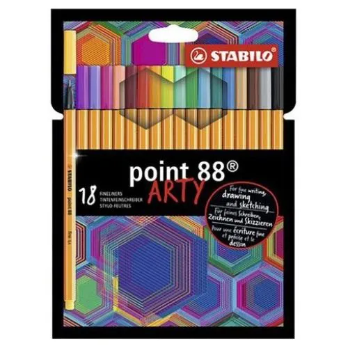 Caneta Hidrográfica Stabilo Point 0.4 Arty Estojo com 18 Unidades 8818/1