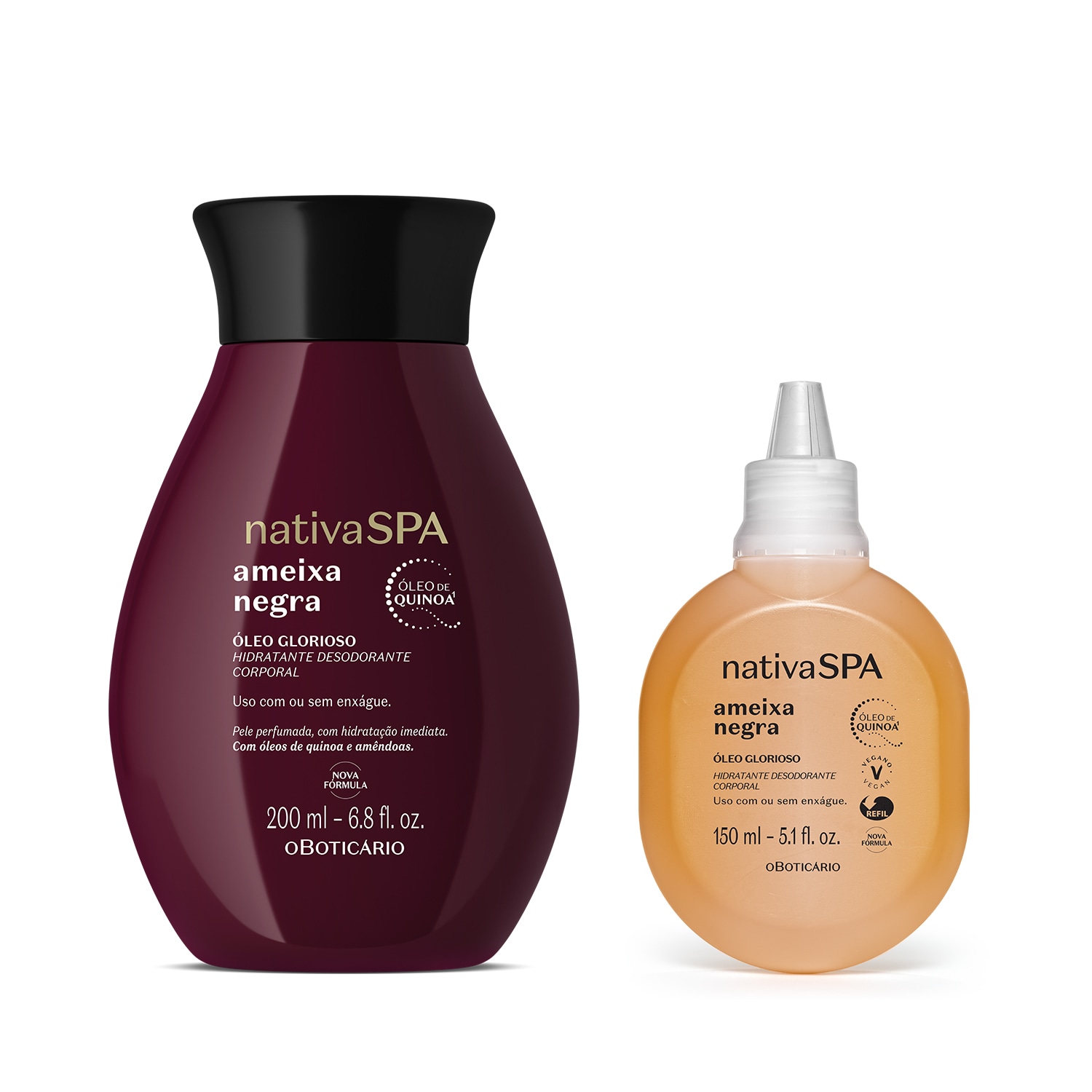 Combo Nativa Spa Ameixa Negra: Óleo Glorioso Corporal 200ml + Refil 150ml