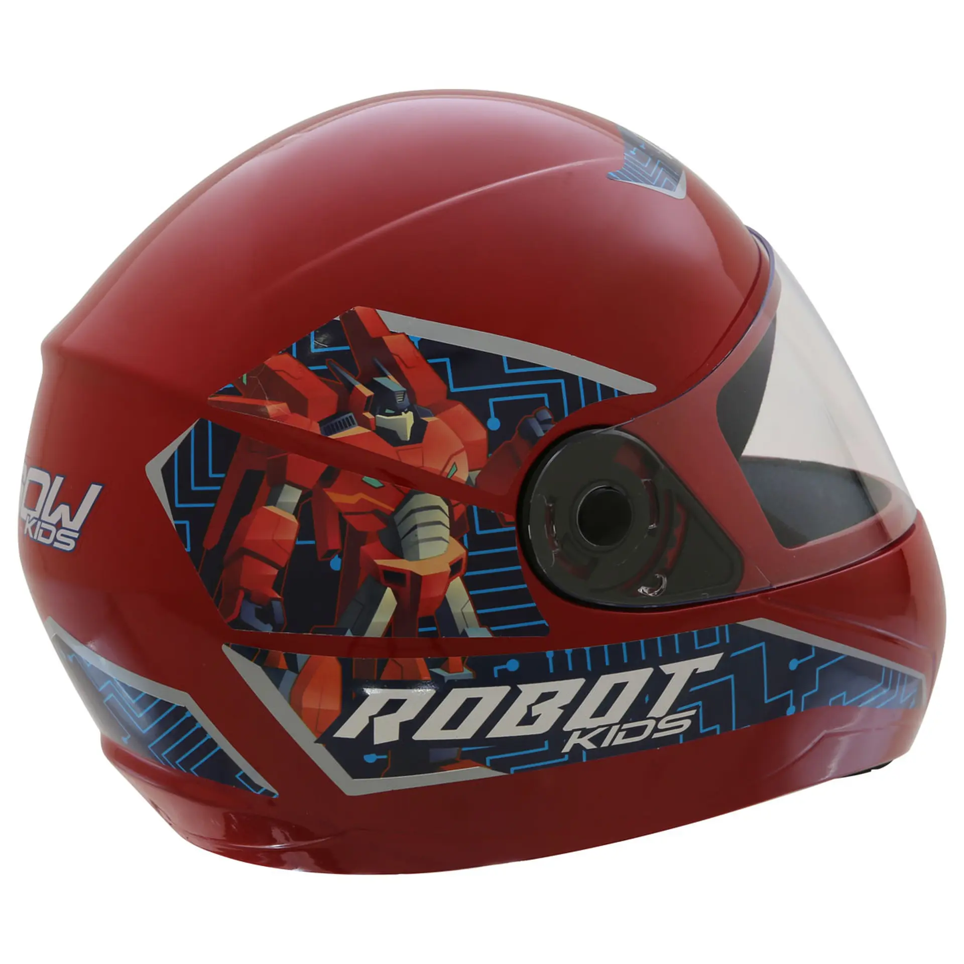 Capacete de Moto Infantil Fechado 54 Gow Robot com Engate Micrométrico - Vermelho