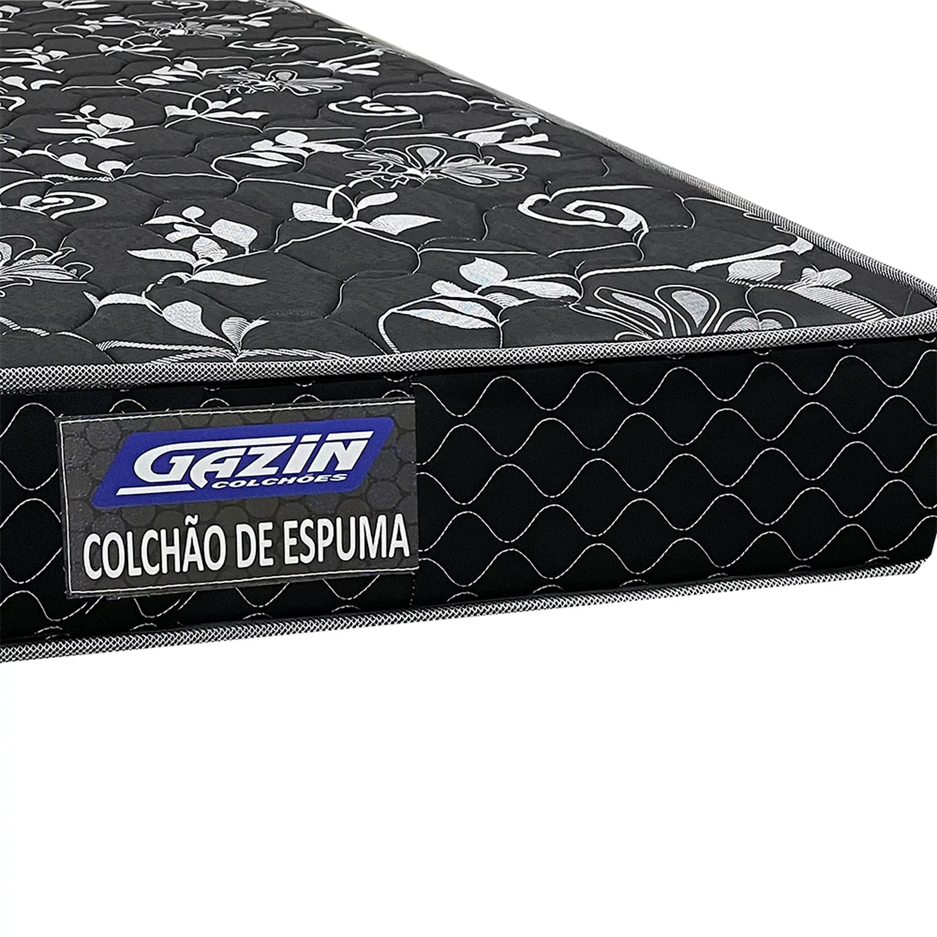 Colchão Casal de Espuma D33 Gazin Dunas 138x188 Revestido em Tecido Plano - Preto