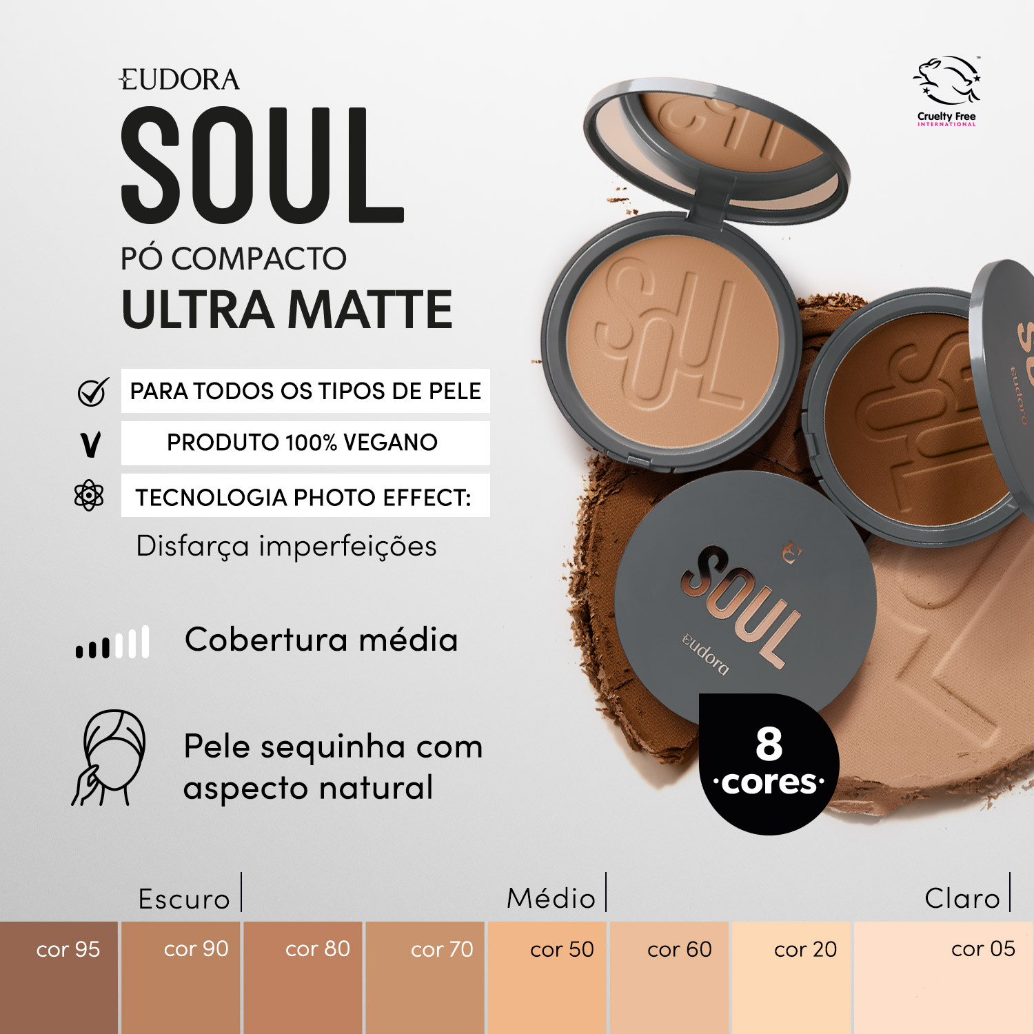 Pó Compacto Soul Ultra Matte Cor 60 10g