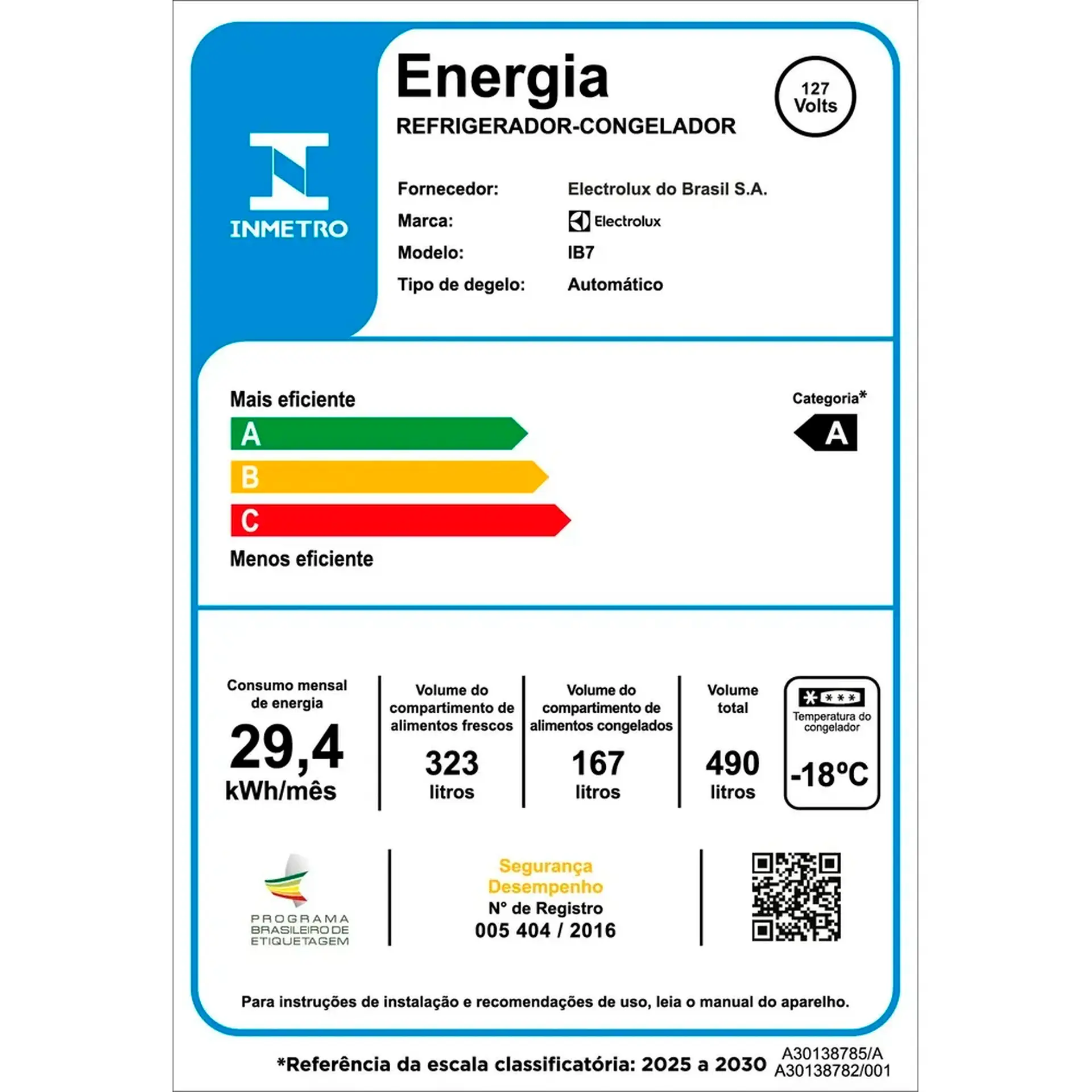 Geladeira Electrolux 490L Frost Free AutoSense Inverter IB7 - Branco - 110 Volts
