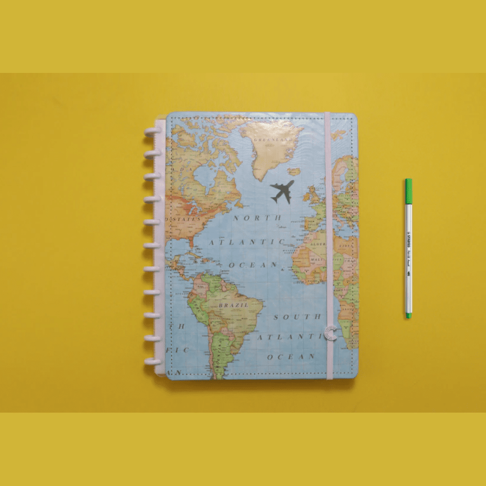 Caderno Inteligente Gocase Mapa Mundi Grande 60 Folhas com Pauta e 20 Folhas sem Pauta