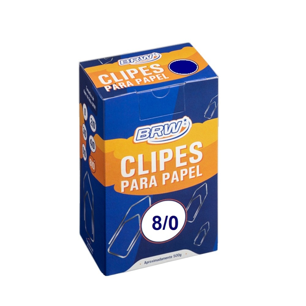 Clips Metálico Galvanizado 8/0 BRW - Caixa com 500 Gramas - CL5008
