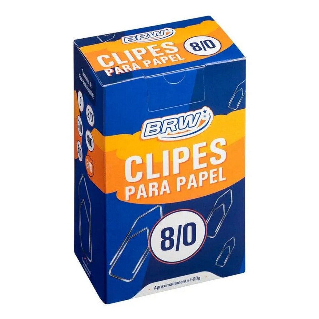 Clips Metálico Galvanizado 8/0 BRW - Caixa com 500 Gramas - CL5008