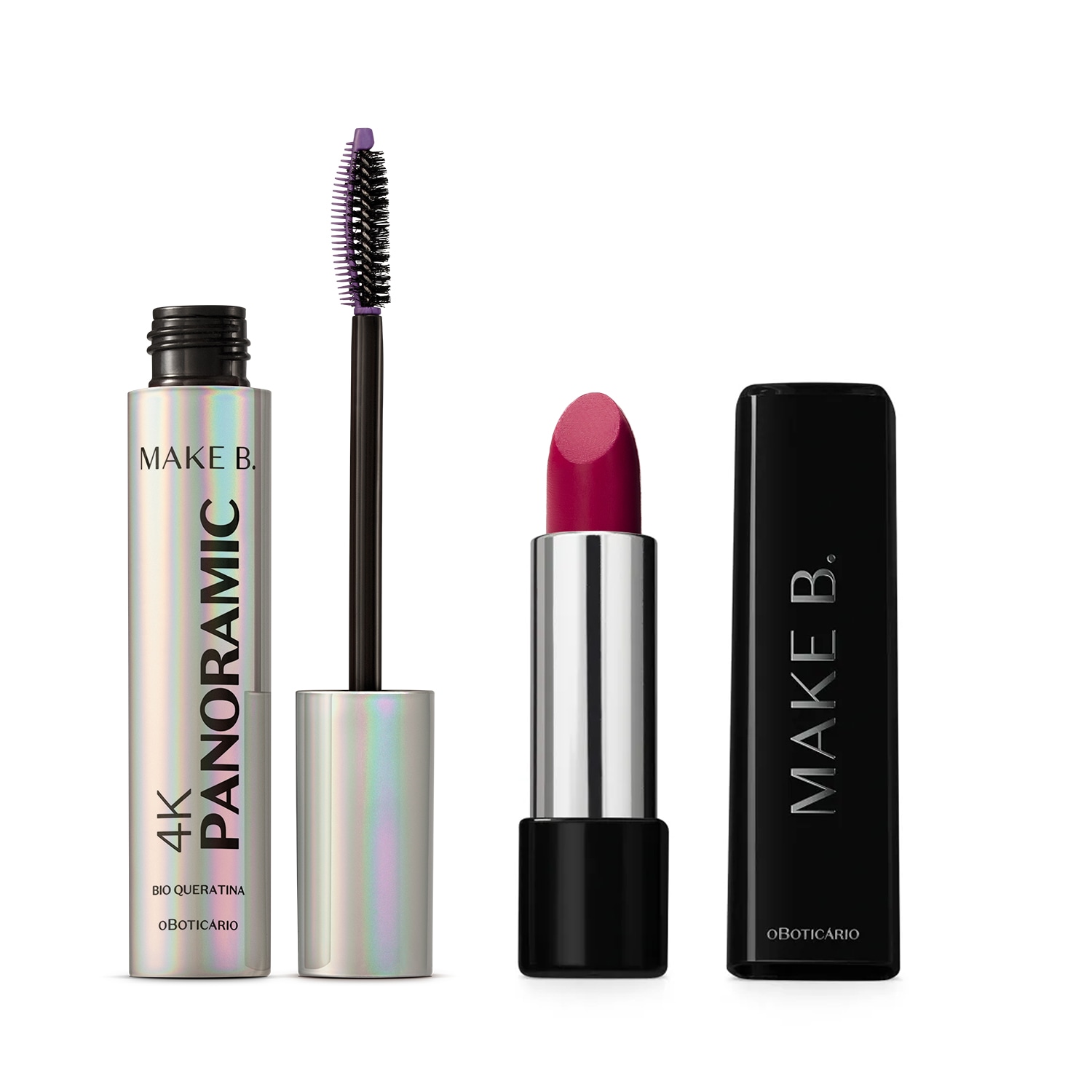 Combo Make B.: Batom Rosa Fúcsia By Narcisa 3,6g + Máscara de Cílios 10g