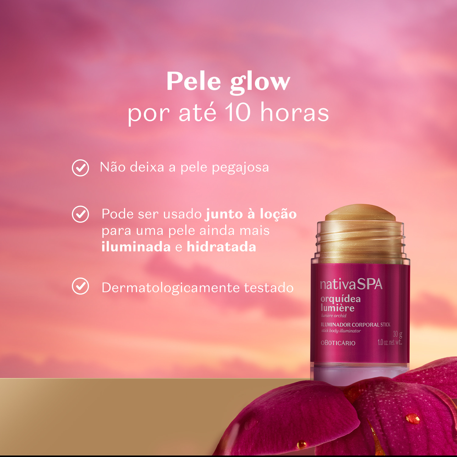Iluminador Corporal Stick Nativa SPA Orquídea Lumière 30g