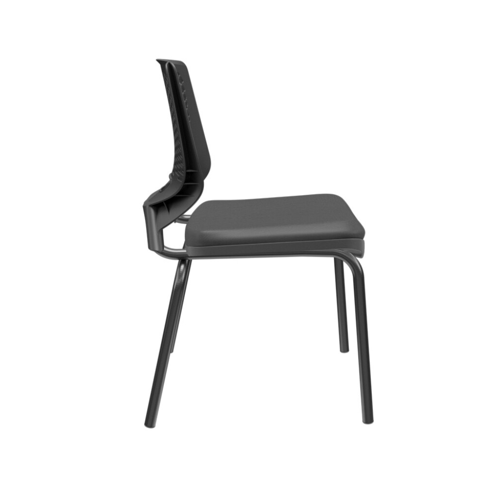 Cadeira Fixa Aproximação Estofada Preto Beezi Plaxmetal - 82003011319