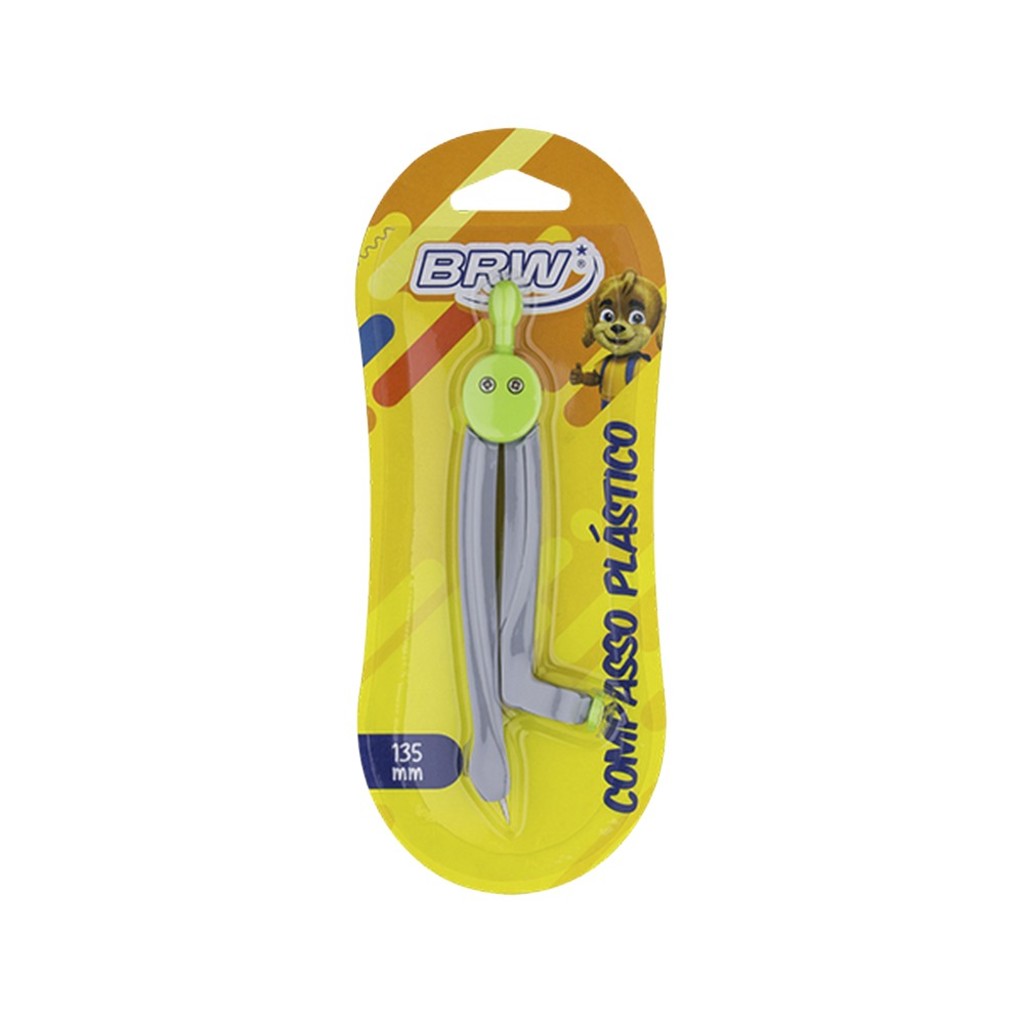 Compasso Escolar Plástico Verde BRW - Unitário - CP1001