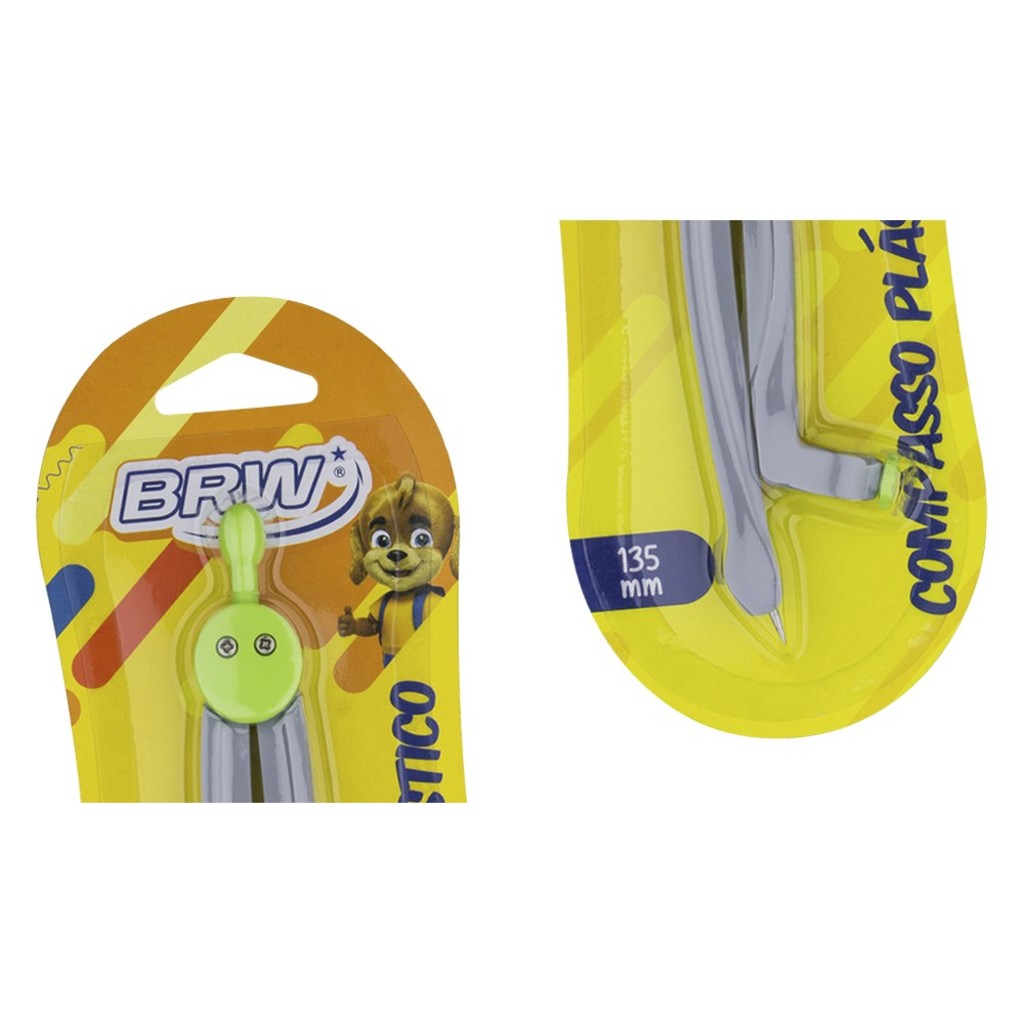 Compasso Escolar Plástico Verde BRW - Unitário - CP1001