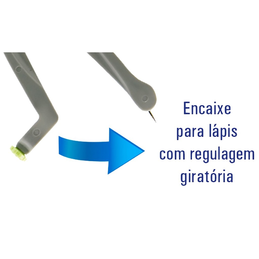 Compasso Escolar Plástico Verde BRW - Unitário - CP1001