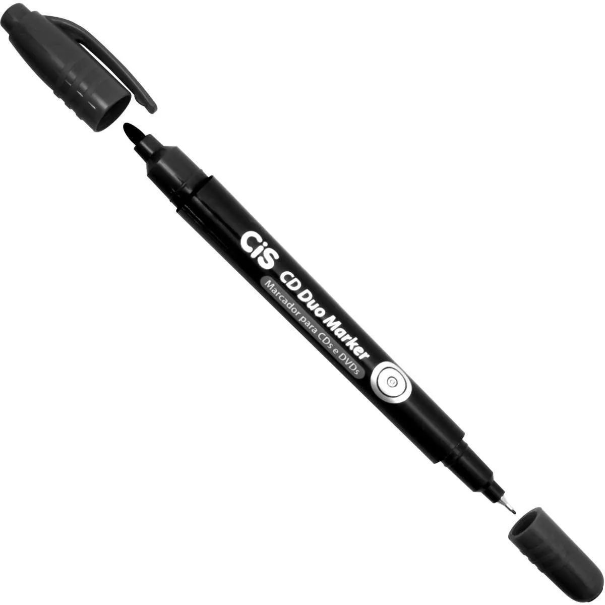 Marcador para CD/DVD CIS Mark mais Duo com 2 Pontas 1.0/7.0mm Preto