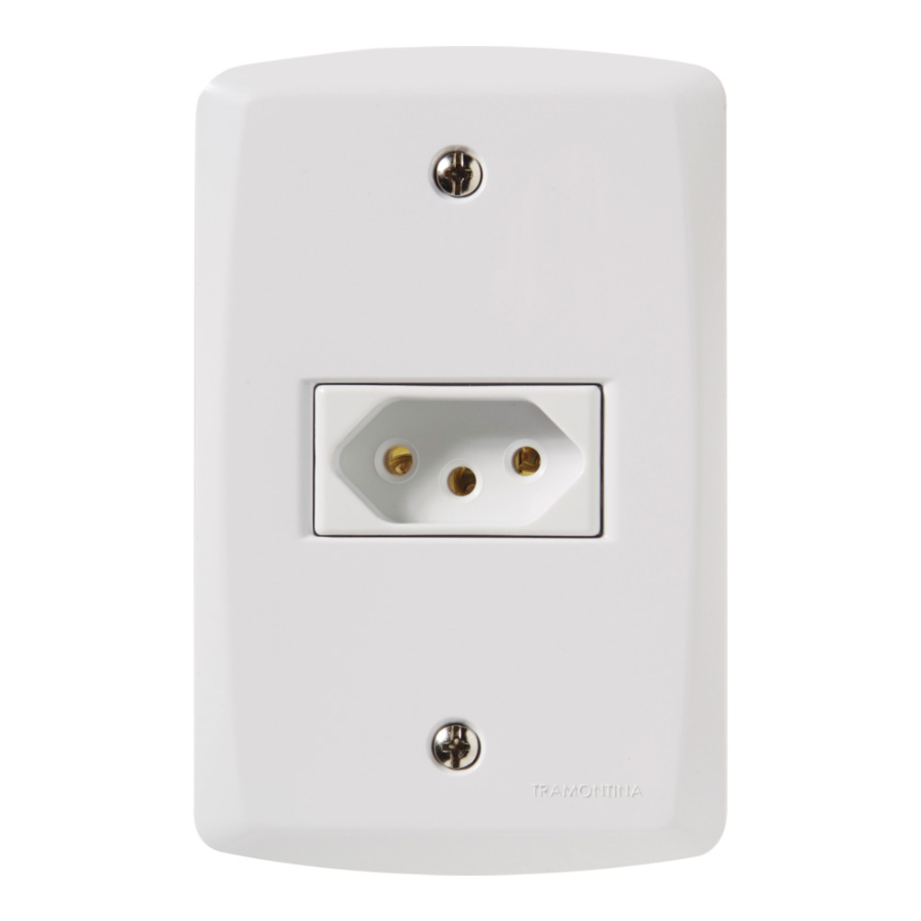 Tomada 2 Pinos + Terra 10A Espelho 4 x 2 Lux2 Branco Tramontina 57145 210 131539