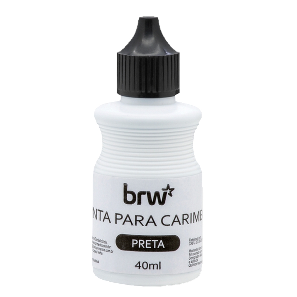 Tinta para Carimbo 40ml Caixa com 3 Unidades Preto - Brw - CB1002