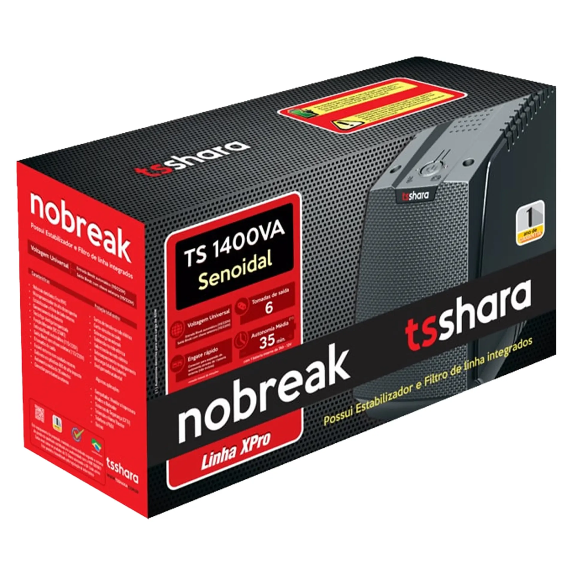 Nobreak TS Shara XPro Universal 1400VA 6 Tomadas 4551 - Preto - Bivolt