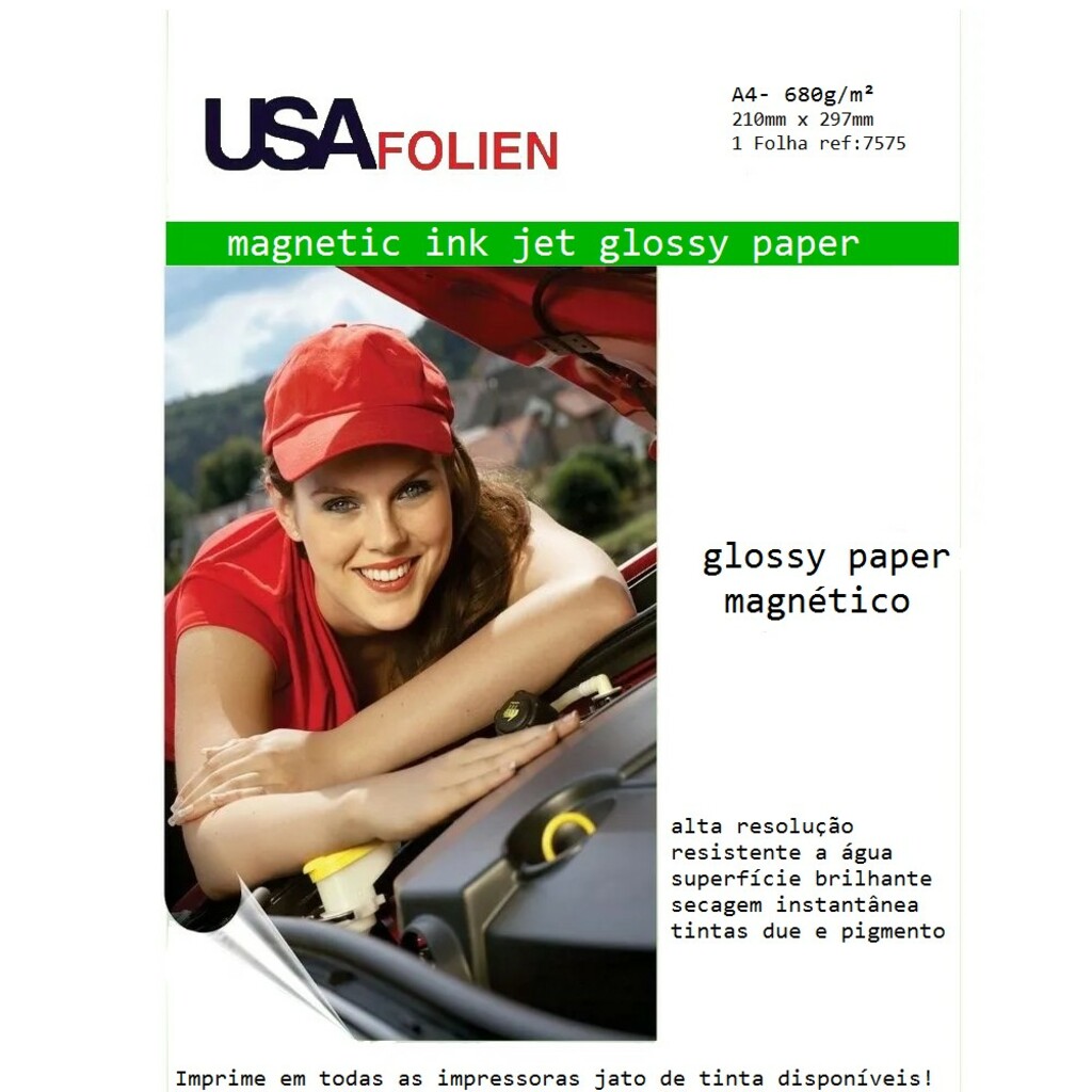 Papel Fotográfico Glossy Magnético/ Imã A4 680g 1 Folha Usa Folien - 7575