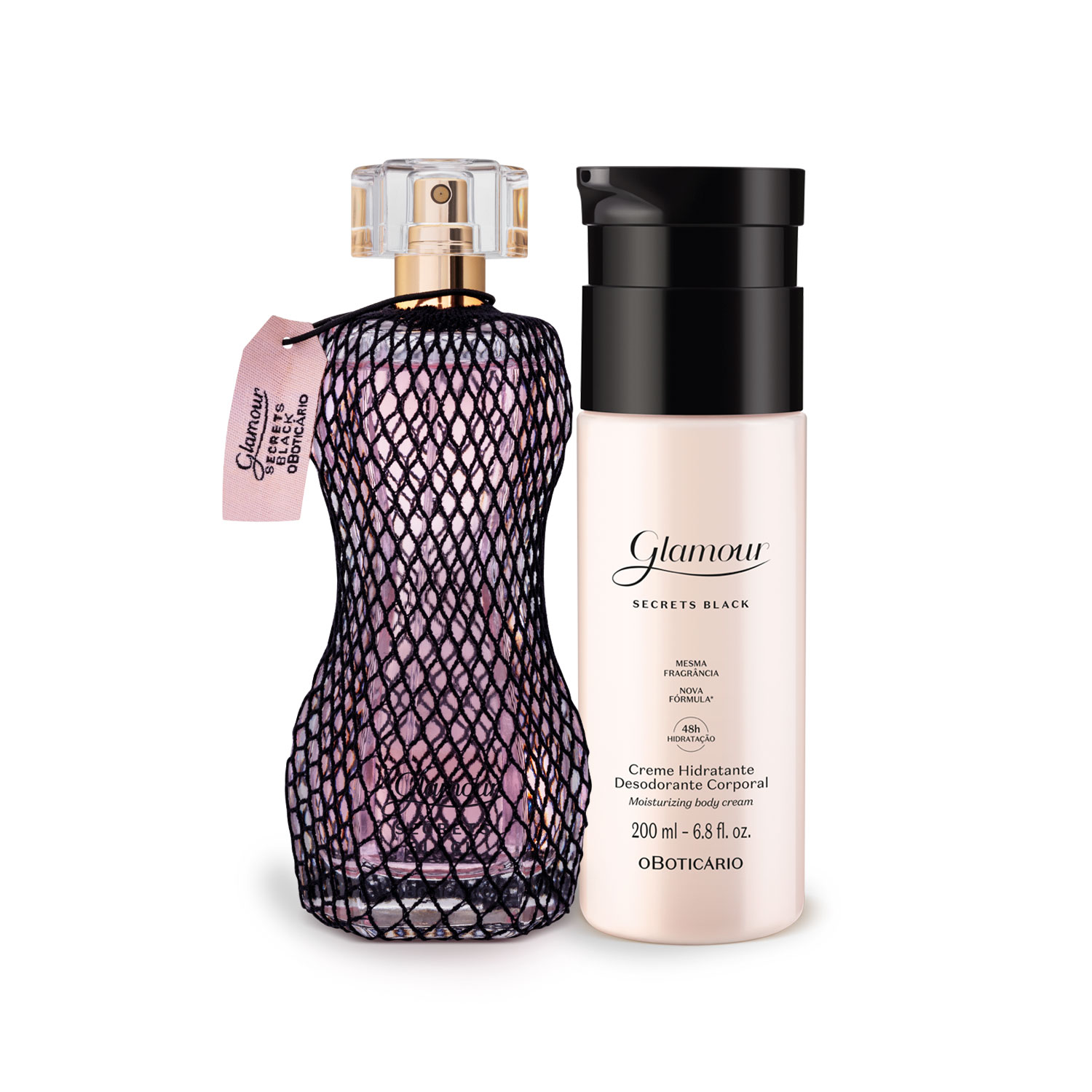 Combo Glamour Secrets Black: Desodorante Colônia 75ml + Creme Desodorante Hidratante Corporal 200ml