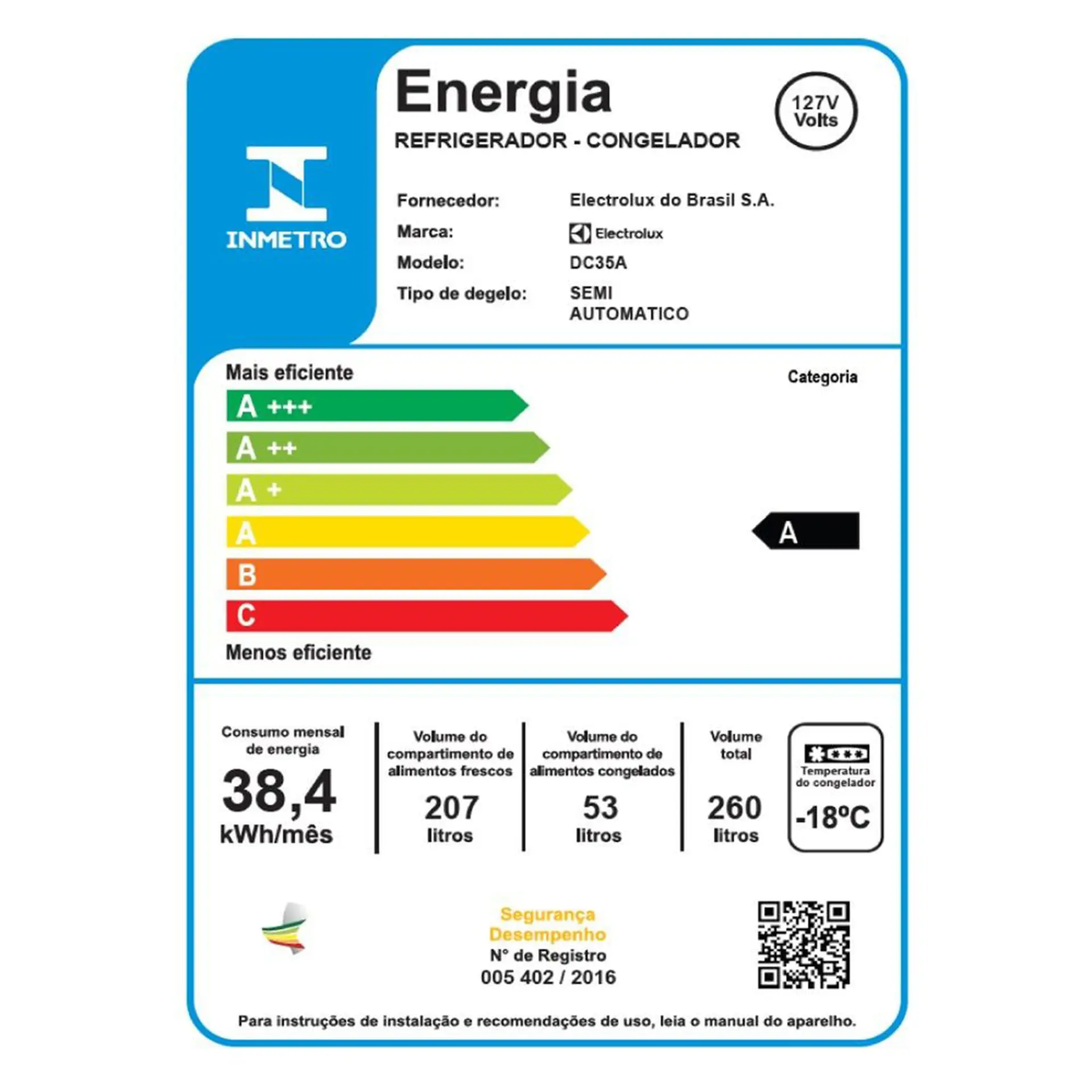 Geladeira Electrolux 260L Cycle Defrost Duplex DC35A - Branco - 110 Volts