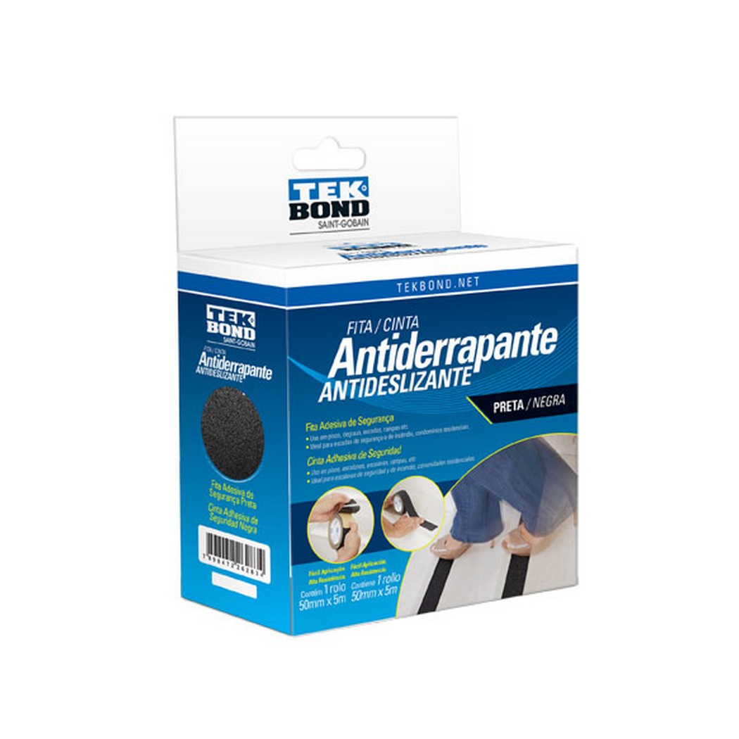Fita Adesiva Antiderrapante 50mm x 5m Tekbond Preto 78072708138