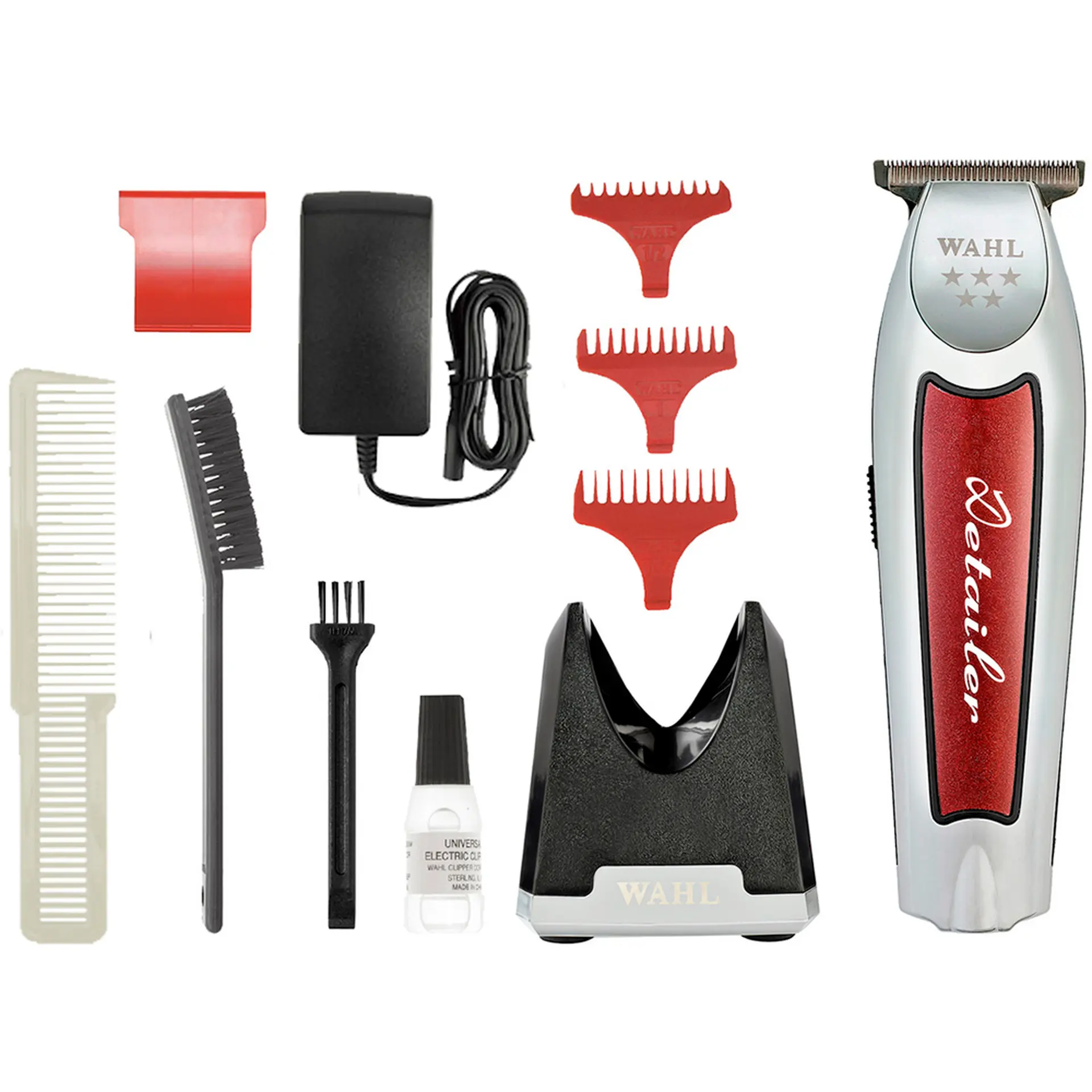 Máquina de Cortar Cabelo Wahl Detailer Cordless com 3 Pentes - Vermelho - Bivolt