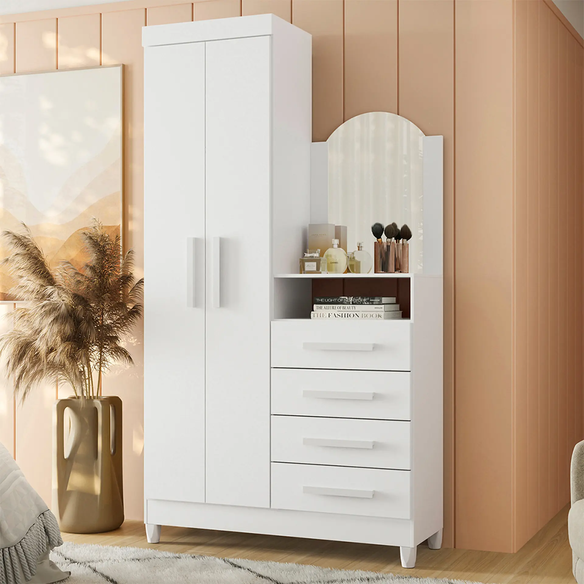 Guarda Roupa Cômoda 2 Portas 4 Gavetas New Capri Albatroz - Flex