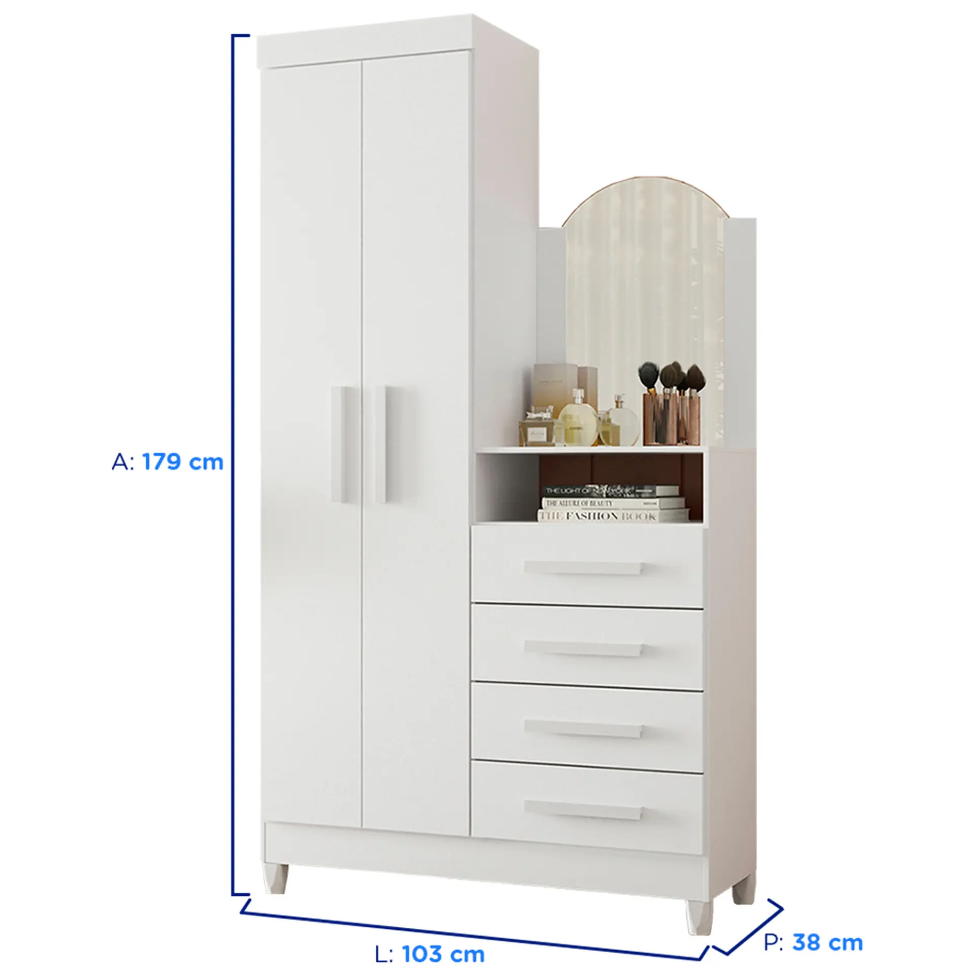 Guarda Roupa Cômoda 2 Portas 4 Gavetas New Capri Albatroz - Flex