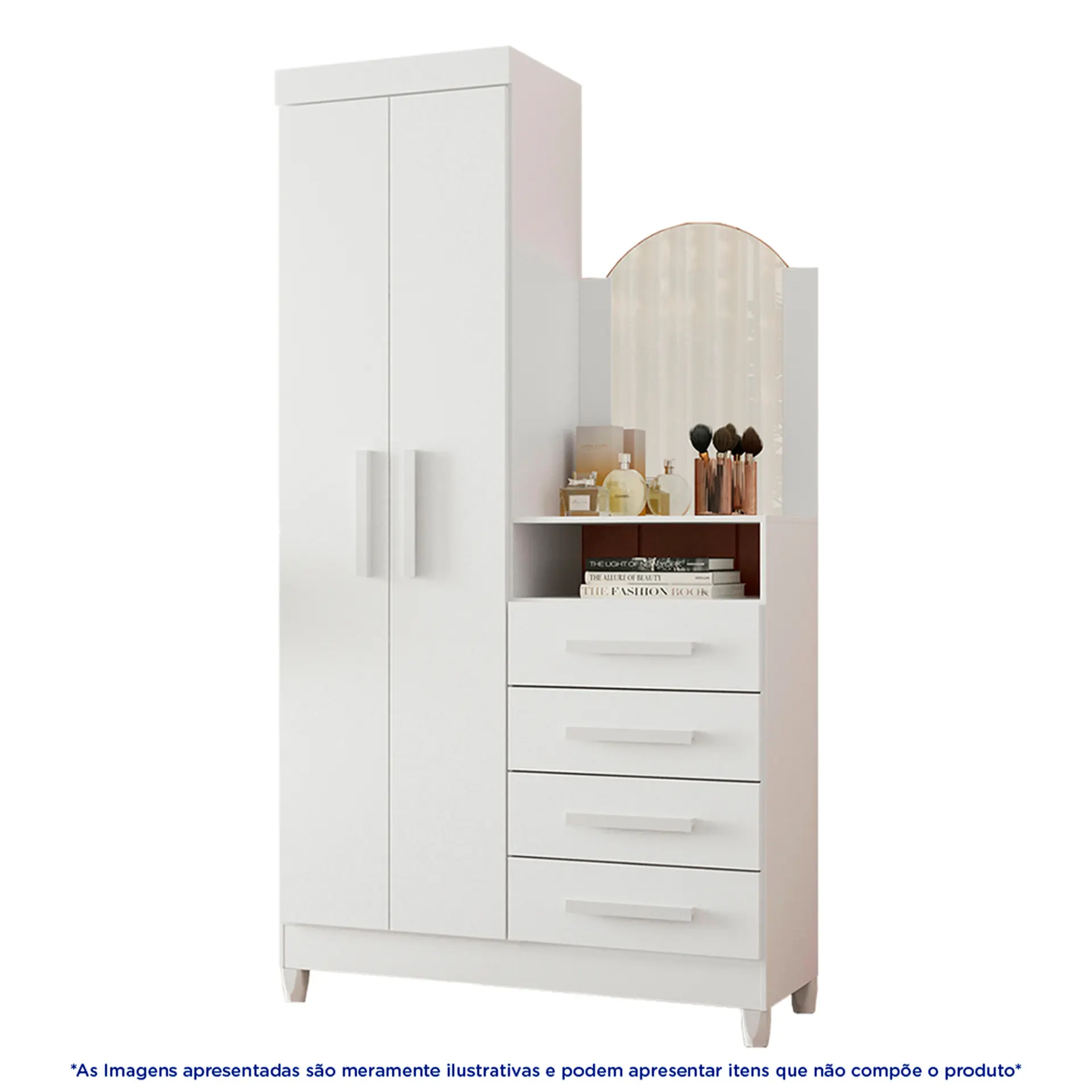 Guarda Roupa Cômoda 2 Portas 4 Gavetas New Capri Albatroz - Flex