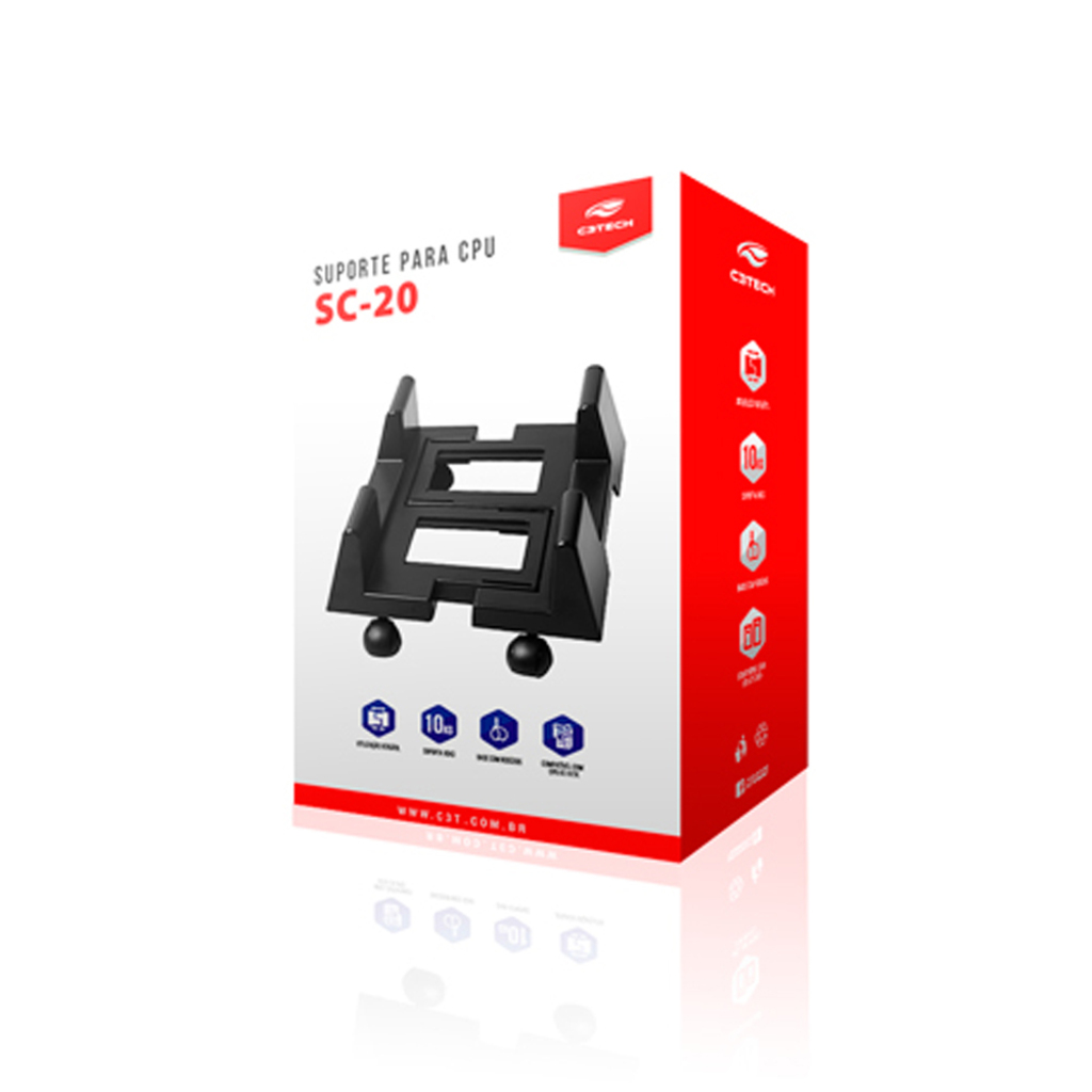 Suporte para Gabinete com Rodinhas Preto C3tech - SC-20BK