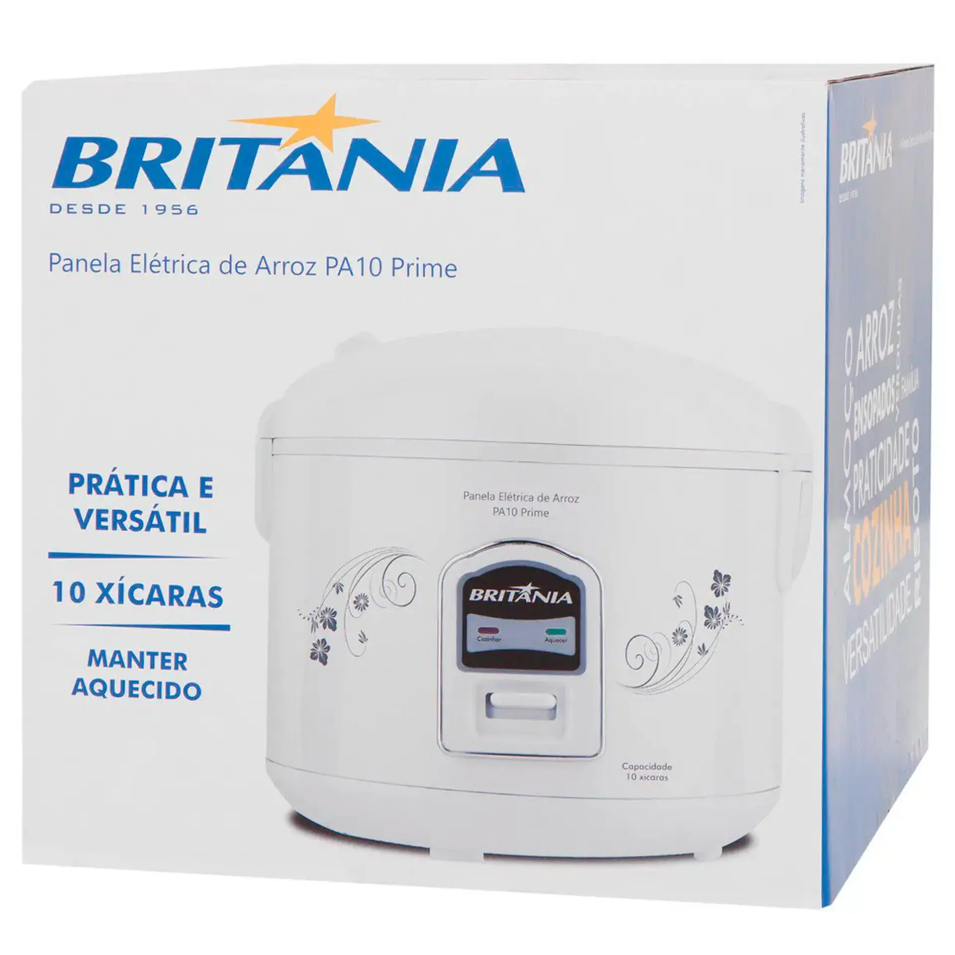 Panela Elétrica de Arroz Britânia 10 Xícaras Antiaderente PA10 - Branco - 110 Volts