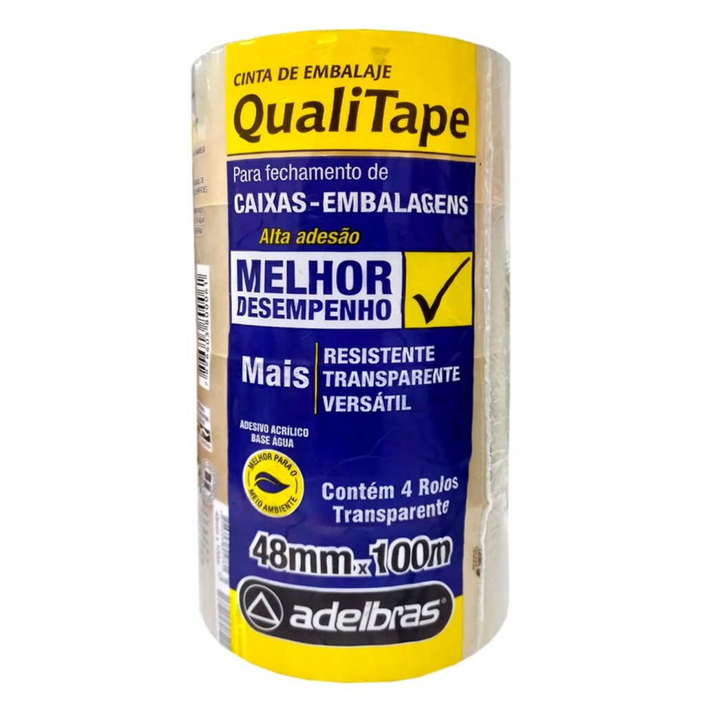 Fita Empacotamento Transparente 48mm x 100m Adelbras 4 Unidades 0811000032