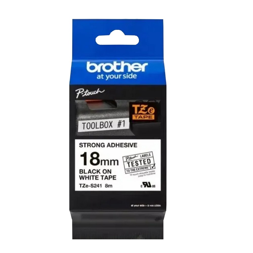 Fita Rotuladora Brother TZES241 Original Ecológica Industrial 18mm 8m Preto no Branco