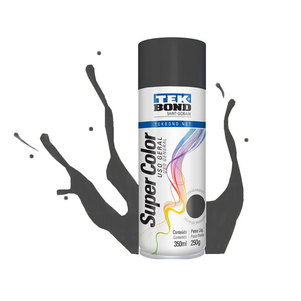 Tinta Spray Super Color Grafite Uso Geral 350ml/250g - Tekbond - 69957327132