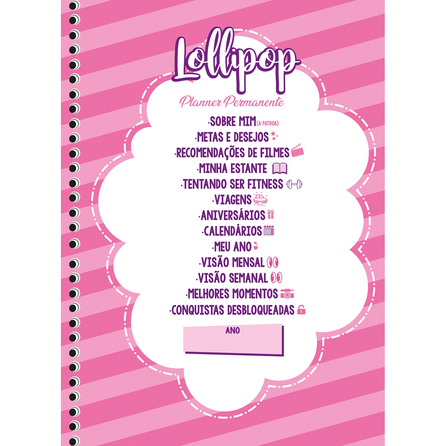 Planner São Domingos Lollipop Permanente Espiral 80 Folhas Sortido