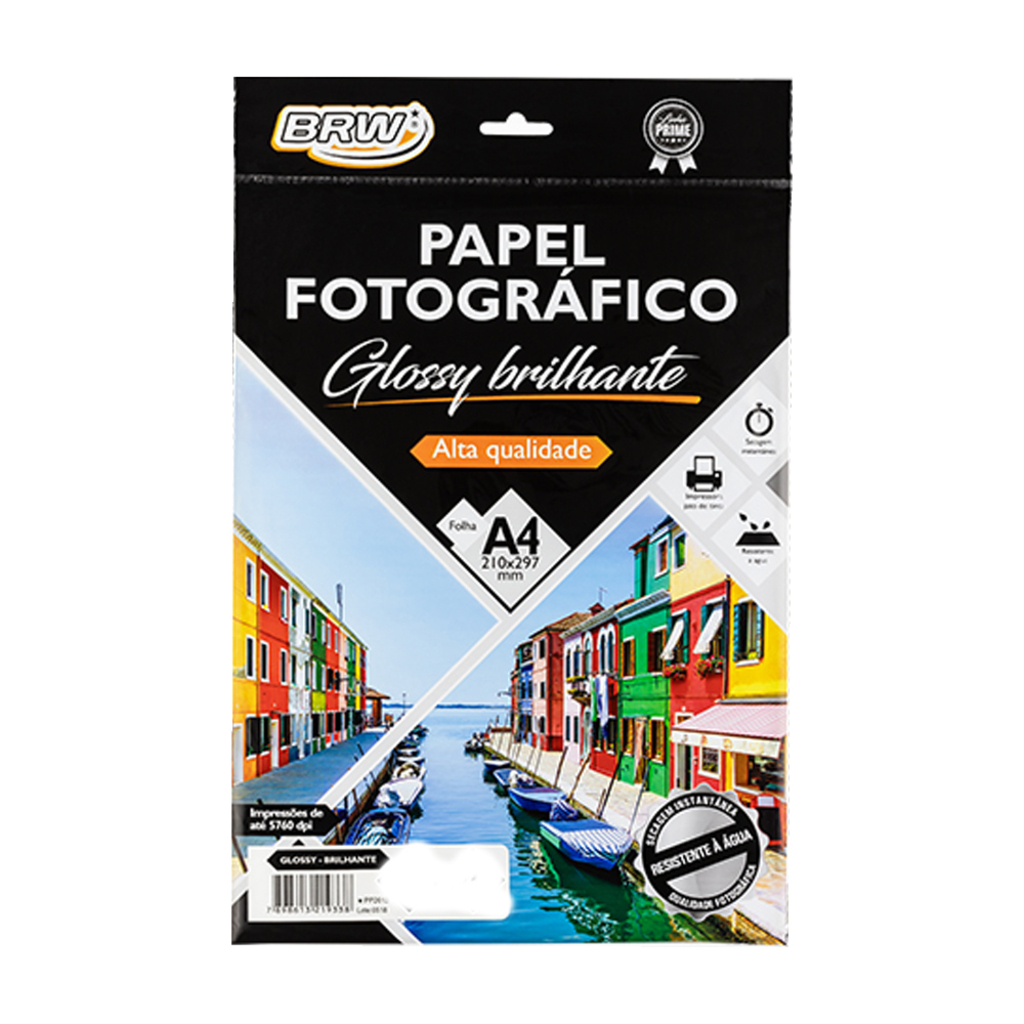 Papel Fotográfico Glossy Brilhante A4 120 Gramas 50 Folhas BRW - PP5012