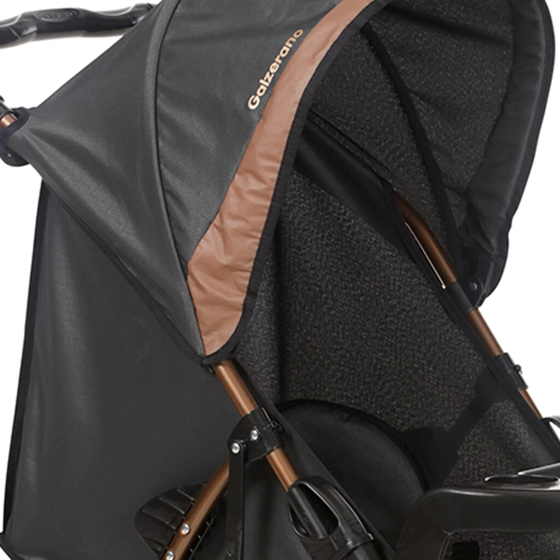 Carrinho de Bebê Galzerano Romano até 15 kg com Protetor de Ombro - Preto/Cobre