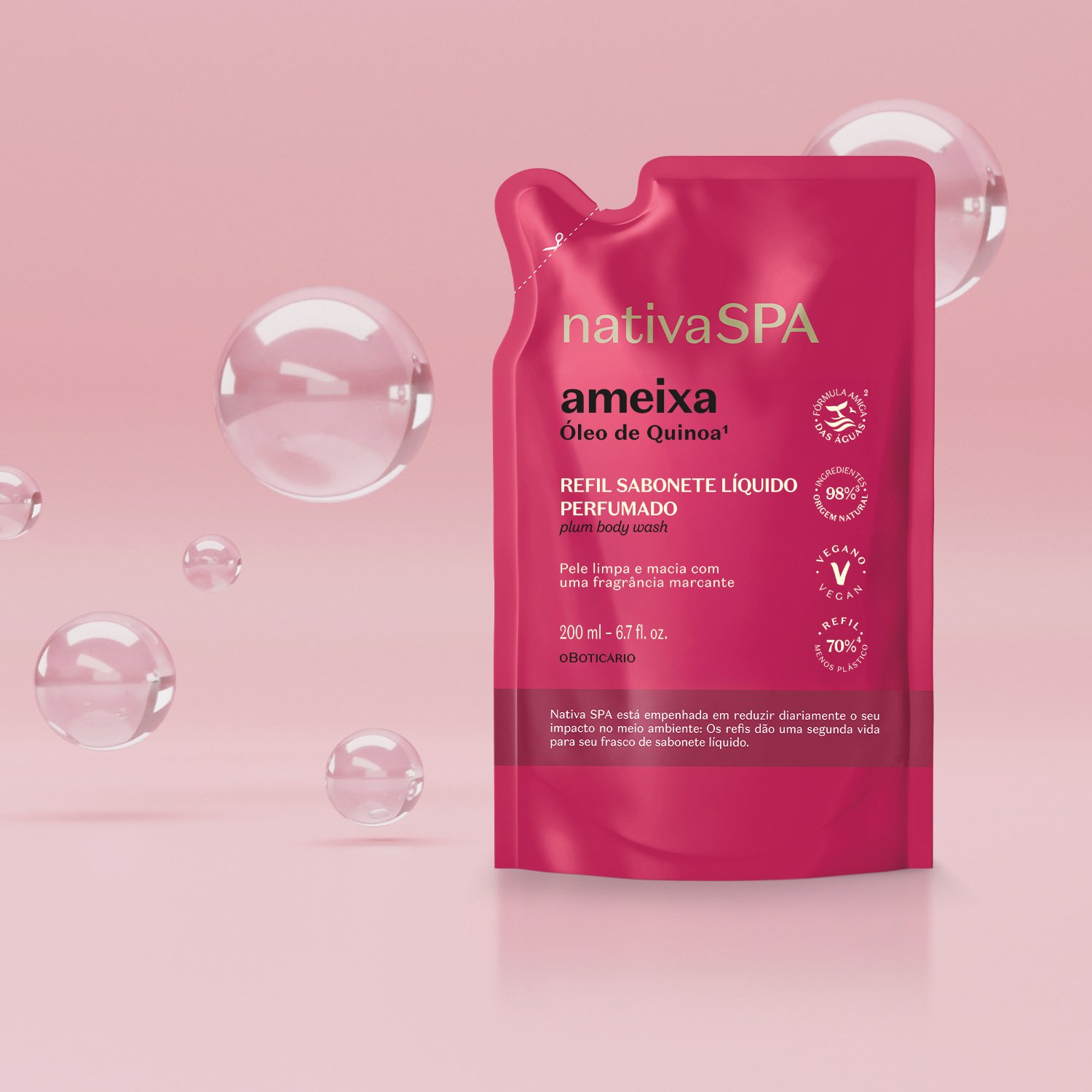 Refil Sabonete Líquido Perfumado Nativa Spa Ameixa 200ml