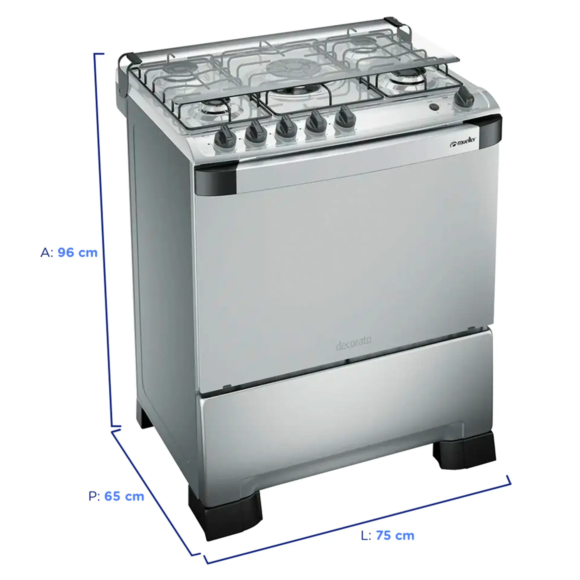 Fogão Mueller Decorato 5 Bocas Automático Tripla Chama Forno 98L - Inox - Bivolt