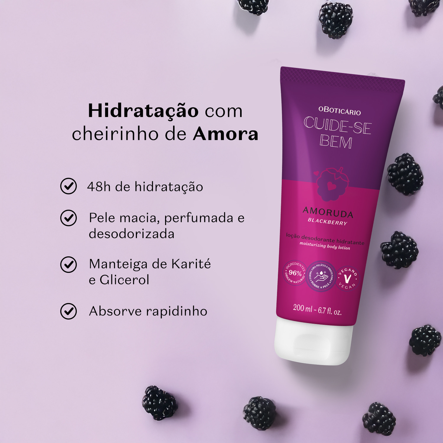 Loção Hidratante Desodorante Corporal Cuide-se Bem Amoruda 200ml