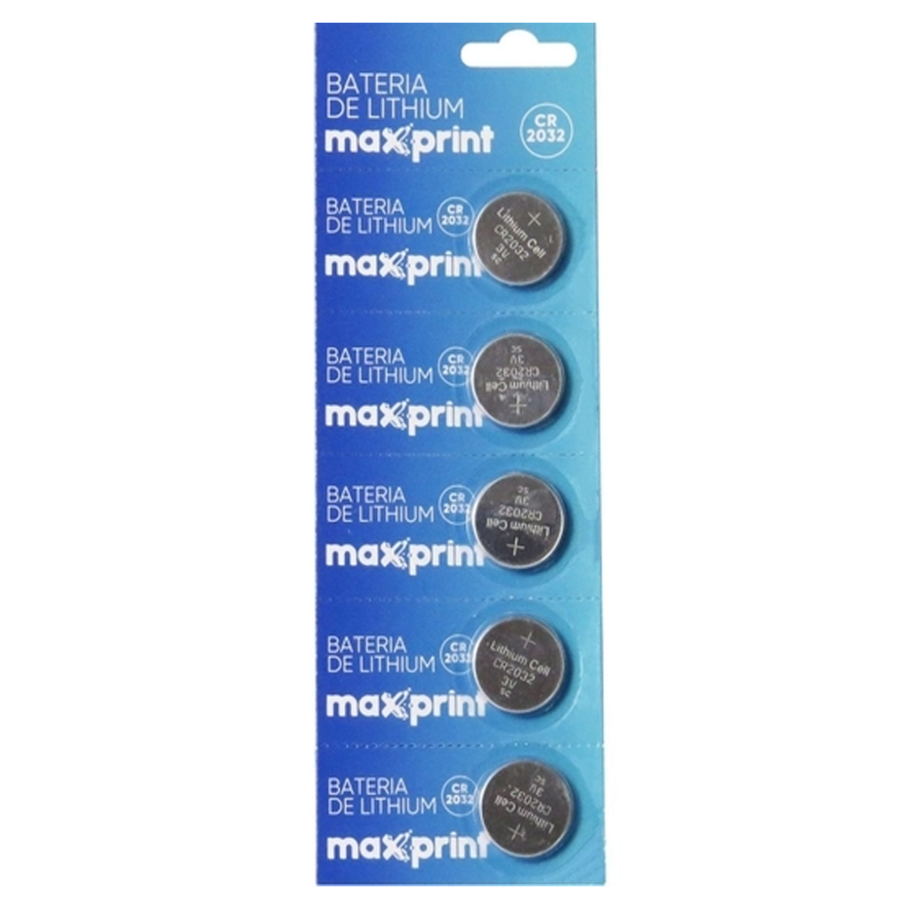 Bateria CR2032 3,0 Volts Maxprint - Cartela com 5 Unidades - 758604