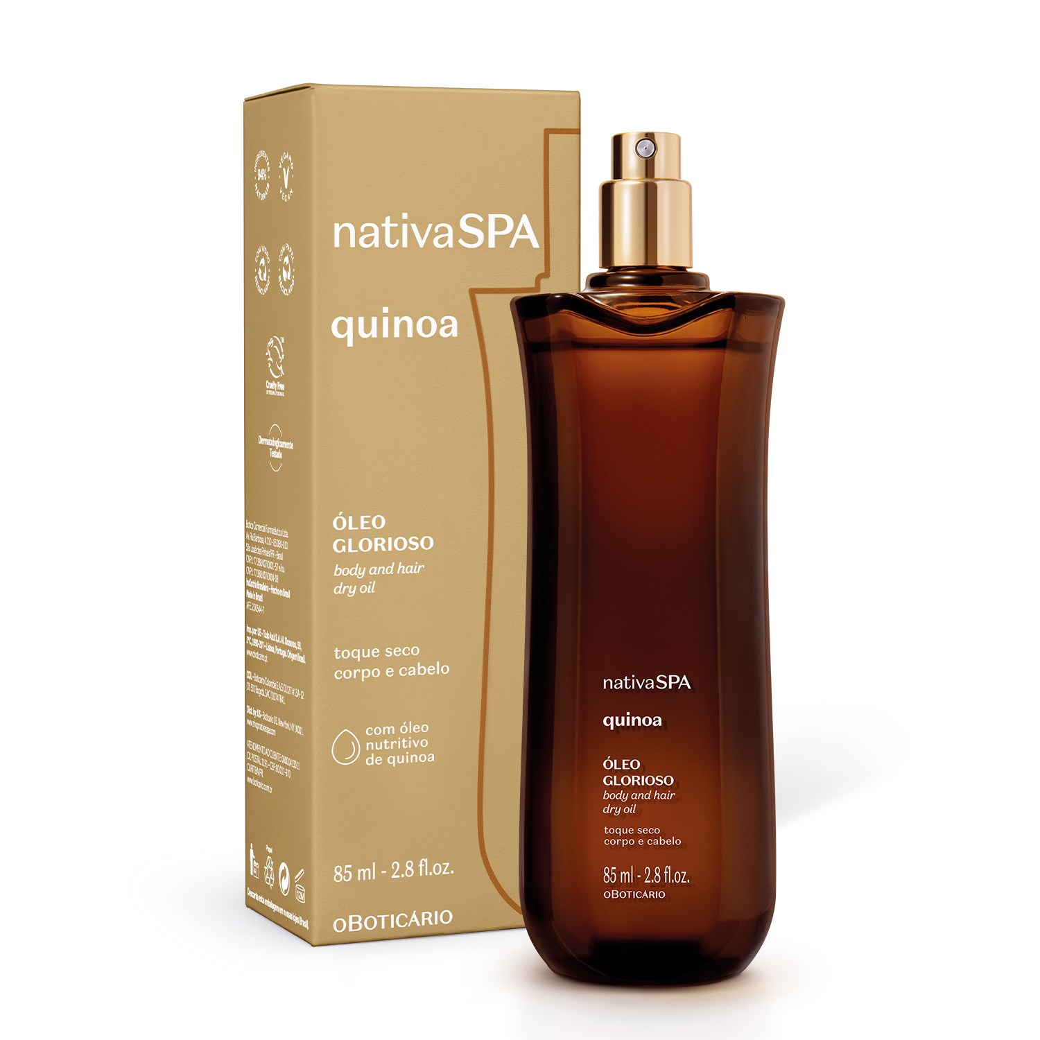 Óleo Multifuncional Glorioso Corpo e Cabelos Nativa SPA Quinoa 85ml