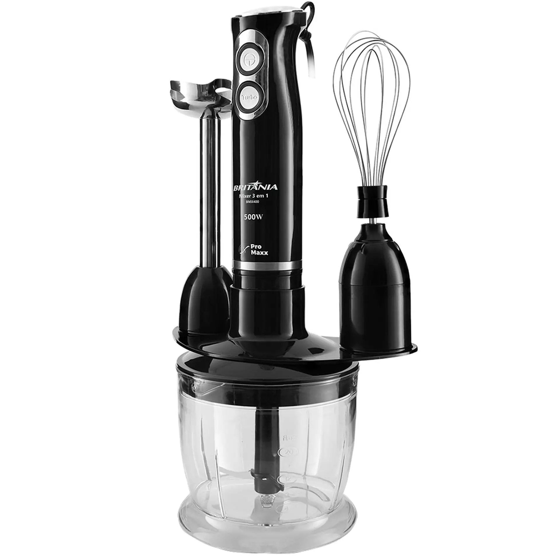 Mixer Britânia BMX400P 3 em 1 com Jarra 2 Velocidades 500W - Preto - 110 Volts