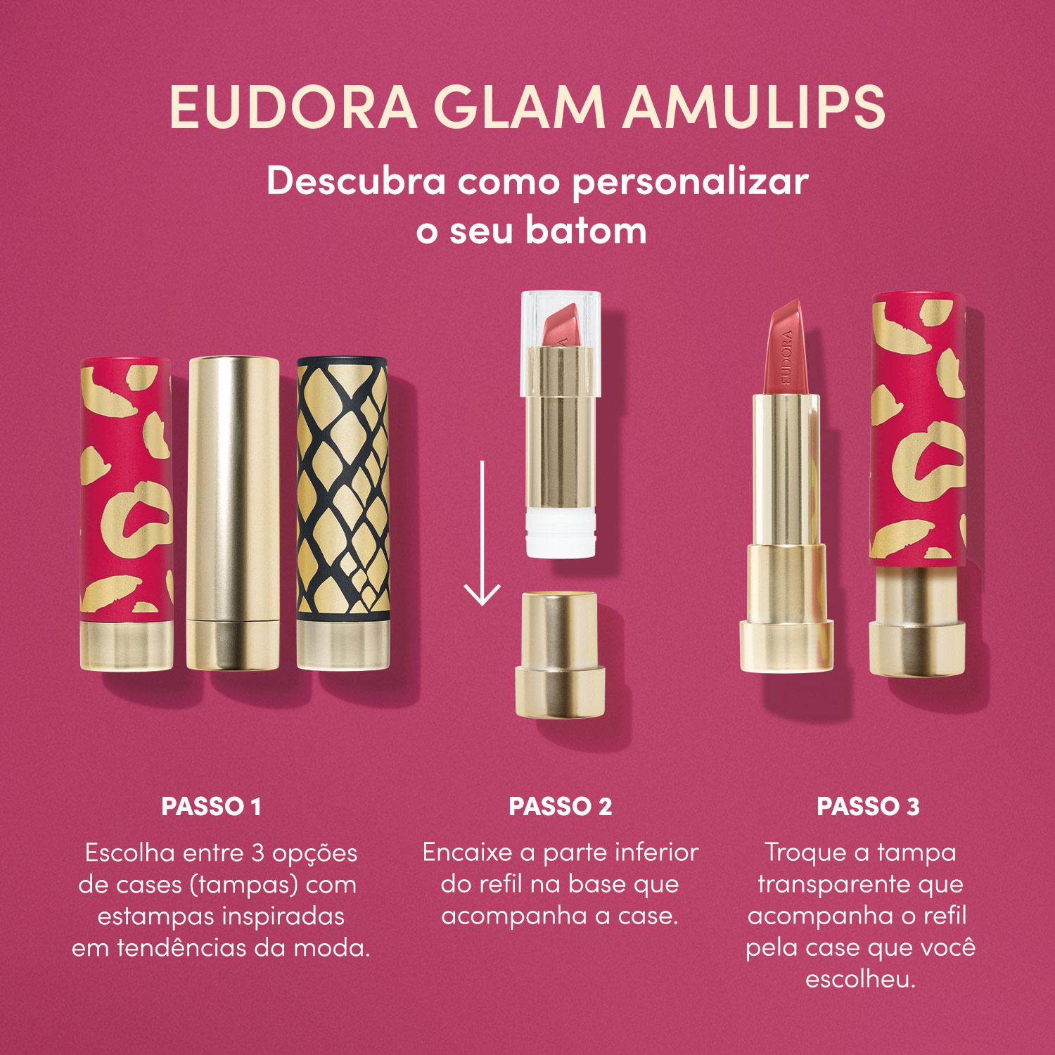 Combo Chique e Autêntica: Batom Rosa 3,4g + Case Preto