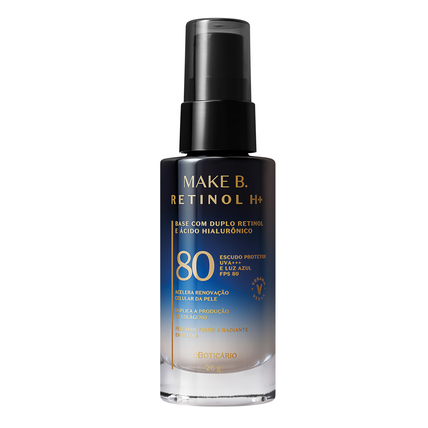 Base Líquida Cor 10 com FPS 80 Make B. Retinol H+ 26g