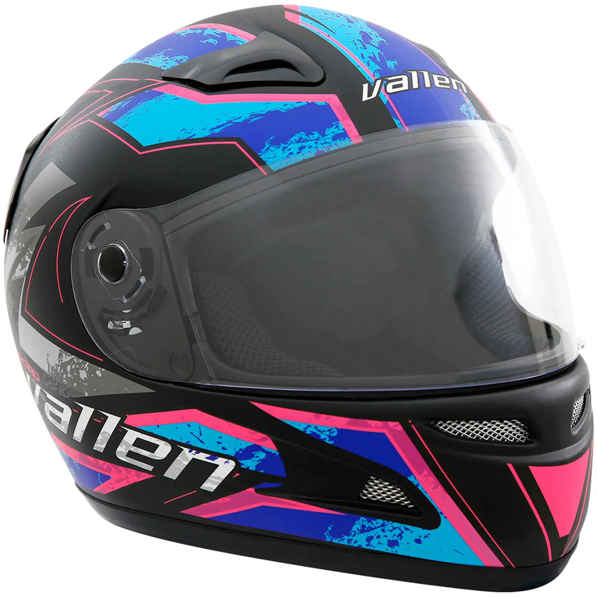 Capacete de Moto Fechado 58 Gow Vallen Road com Engate Rápido - Pink/Azul Fosco